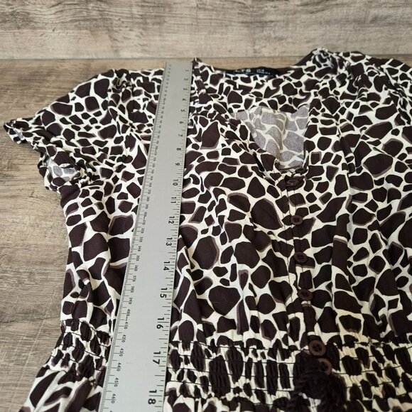 LTS Long Tall Sally Giraffe Print Flowy Maxi Dress US 12 Viscose Short Sleeves - Picture 8 of 15